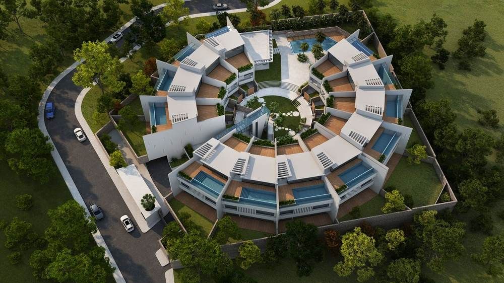 Residencias Q — vista aérea del conjunto