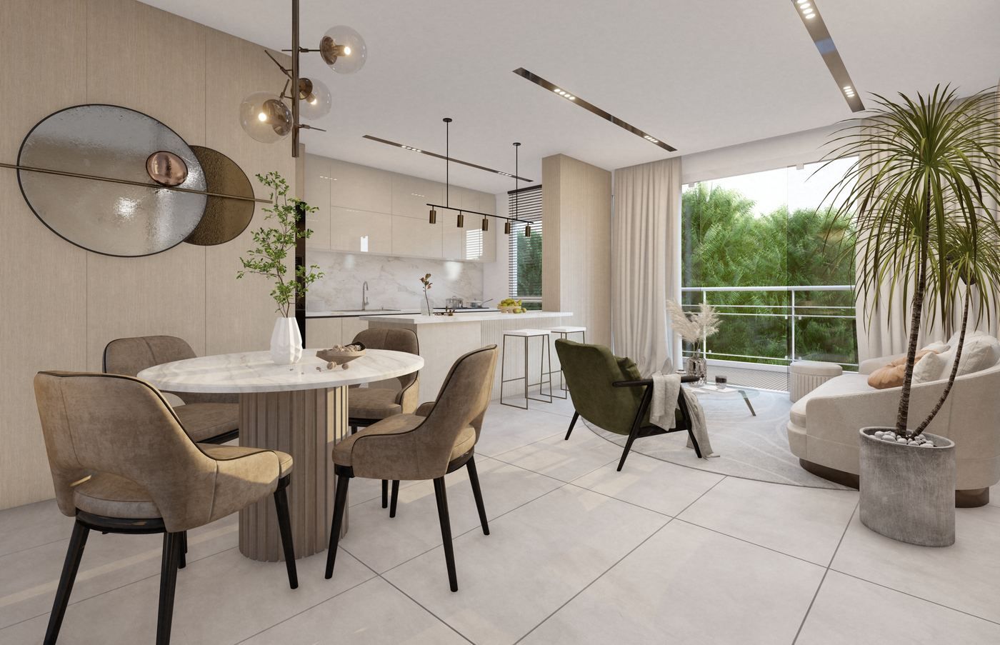 Apartamento E32 — sala vista desde el comedor